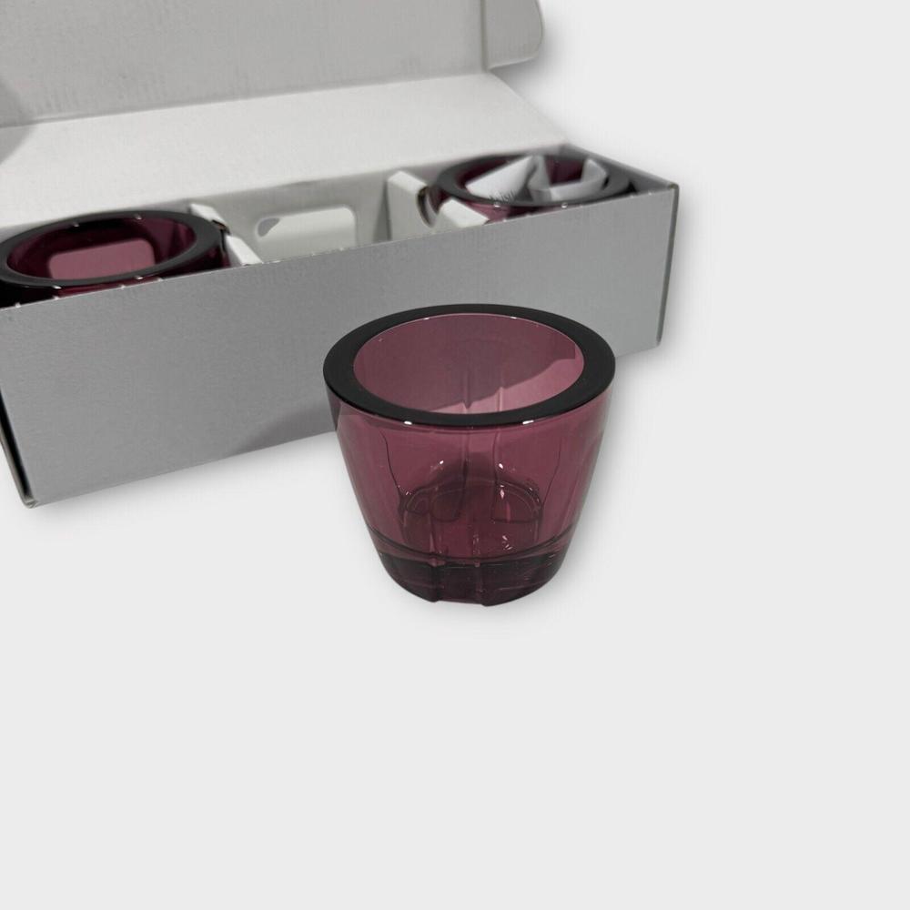 Kosta Boda Set of 3 Bruk Votive Versatile Durable Glass Bowls Aubergine Purple